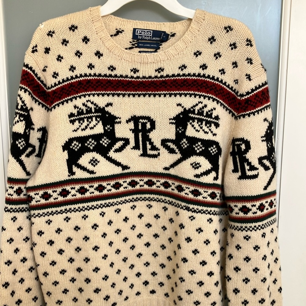 Polo Ralph Lauren Beige Reindeer Sweater